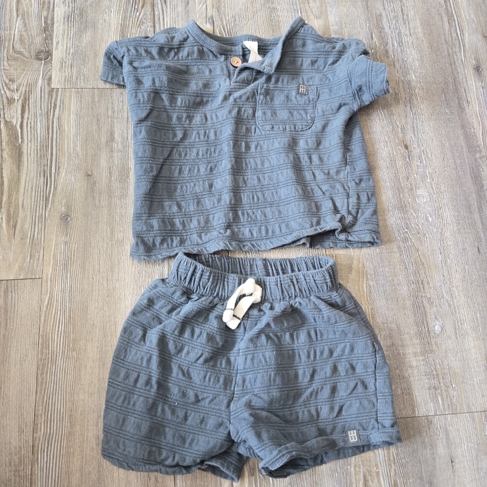 Blue Textured Toddler Outfit